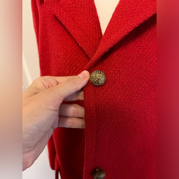 Stunning Vintage Berroco Red Winter Holiday Christmas Coat Size Medium - Picture 2 of 10